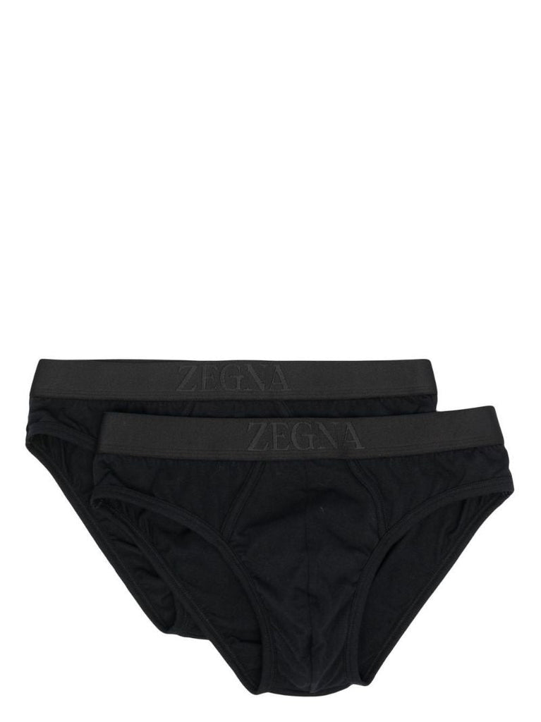 Black Logo Waistband Briefs Set