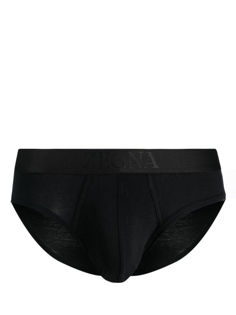 Black Logo Waistband Briefs Set