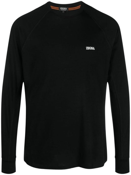 Black Logo Print Cotton Sweatshirt