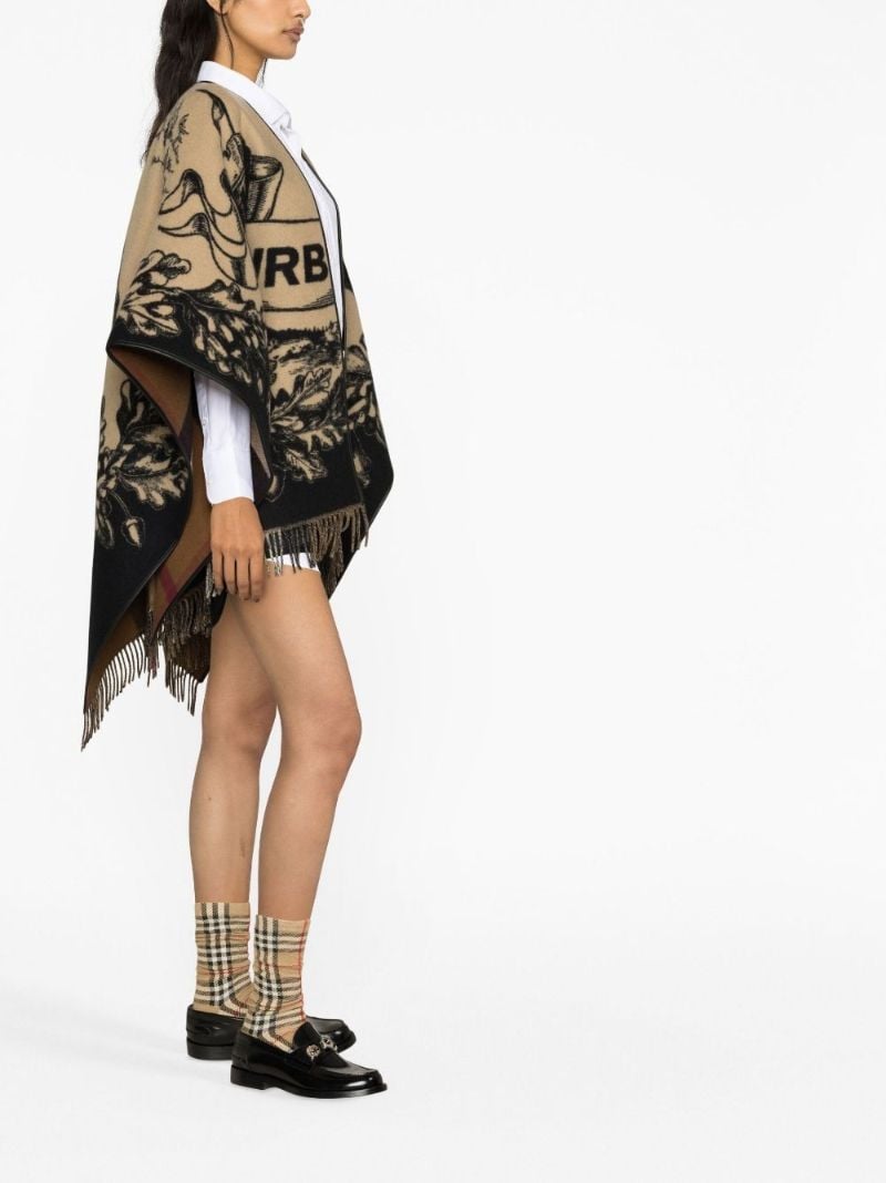 Brown Logo Wool Cape