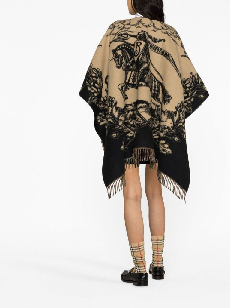 Brown Logo Wool Cape