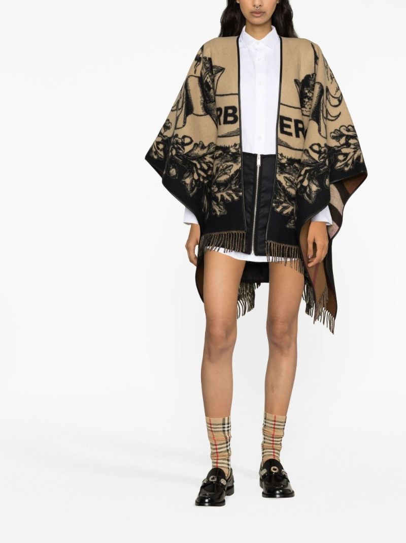 Brown Logo Wool Cape