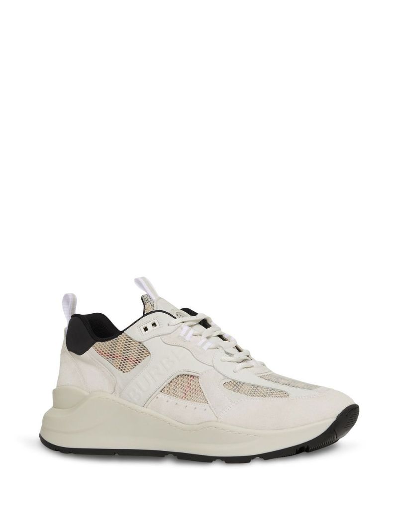 Neutral Vintage Check Mesh Sneakers