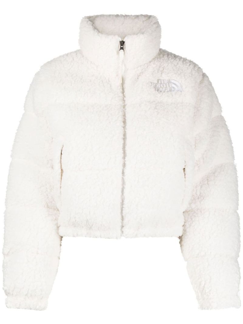 White Nuptse Fleece Cropped Padded Jacket