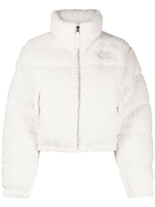 White Nuptse Fleece Cropped Padded Jacket