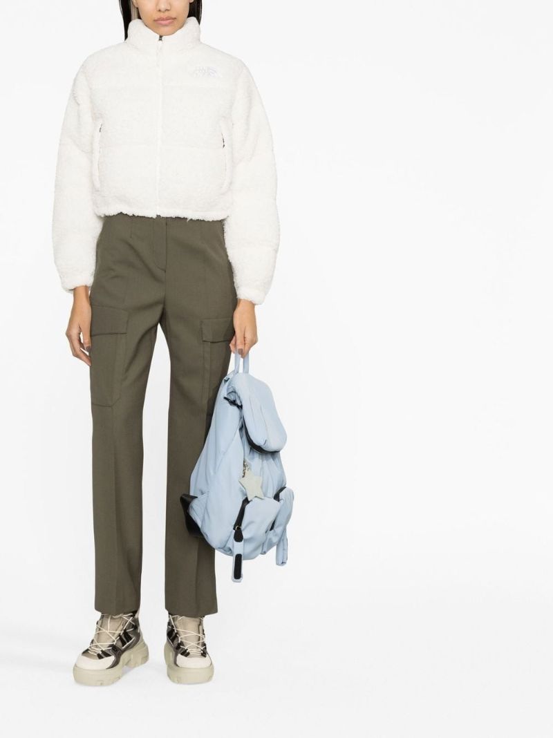 White Nuptse Fleece Cropped Padded Jacket