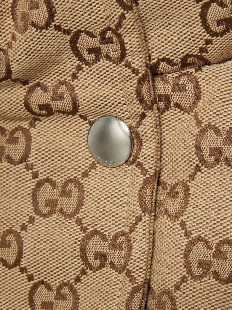 Beige Gg Canvas Hooded Padded Jacket