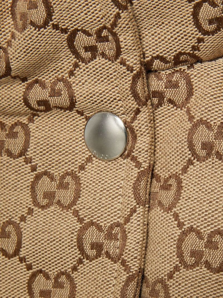 Beige Gg Canvas Hooded Padded Jacket