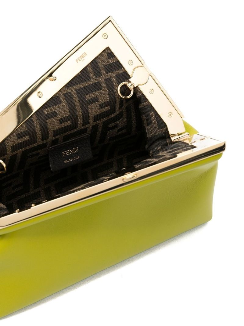 Green Fendi First Small Leather Clutch Bag