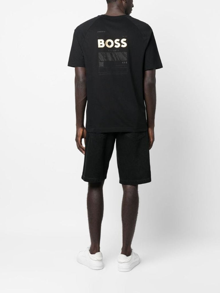 Black Logo Print Cotton T-shirt
