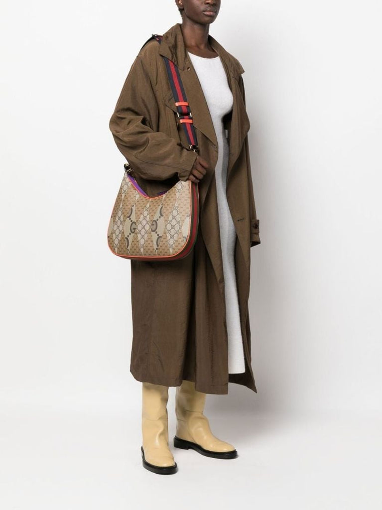 Neutral Attache Leather Shoulder Bag