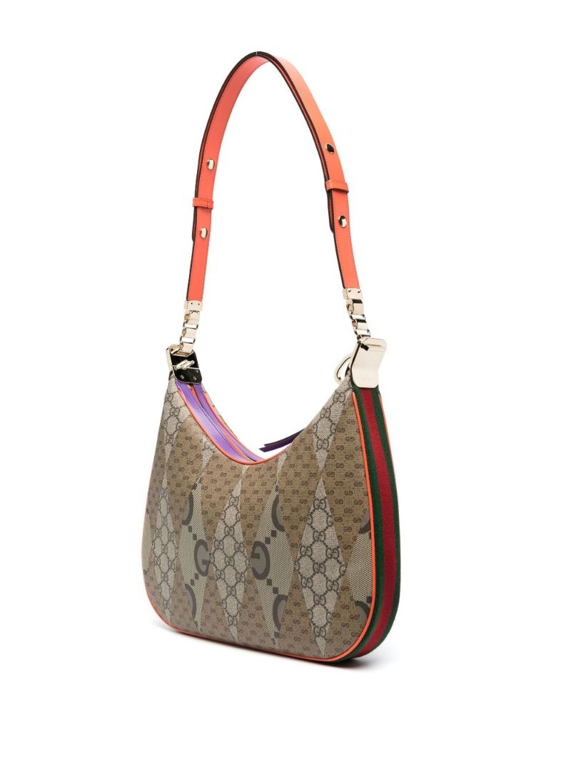 Neutral Attache Leather Shoulder Bag