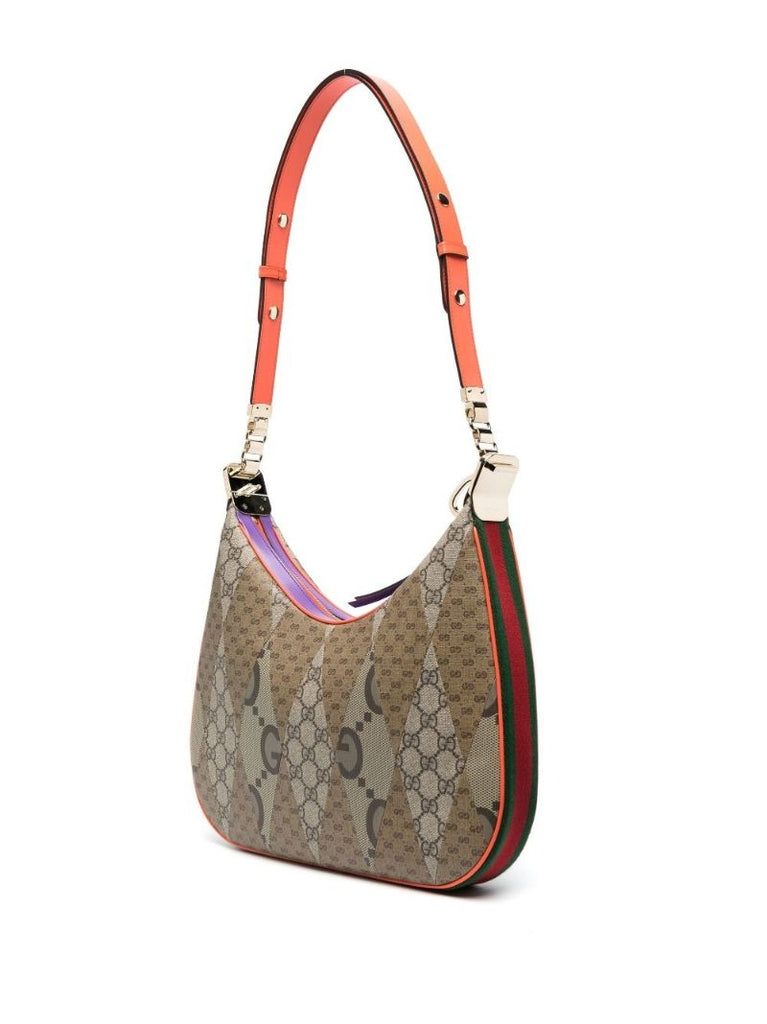 Neutral Attache Leather Shoulder Bag