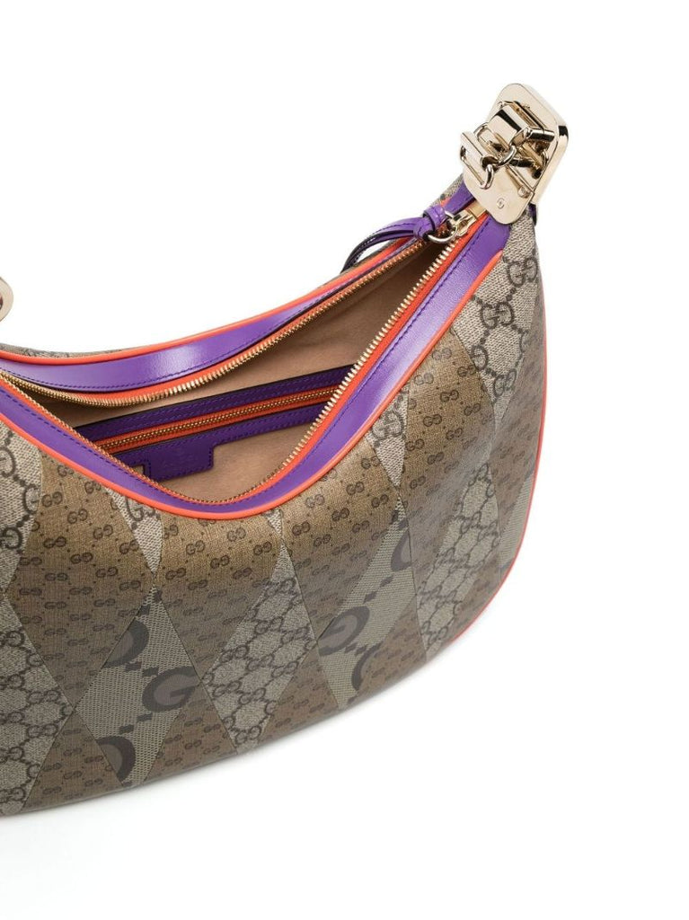 Neutral Attache Leather Shoulder Bag
