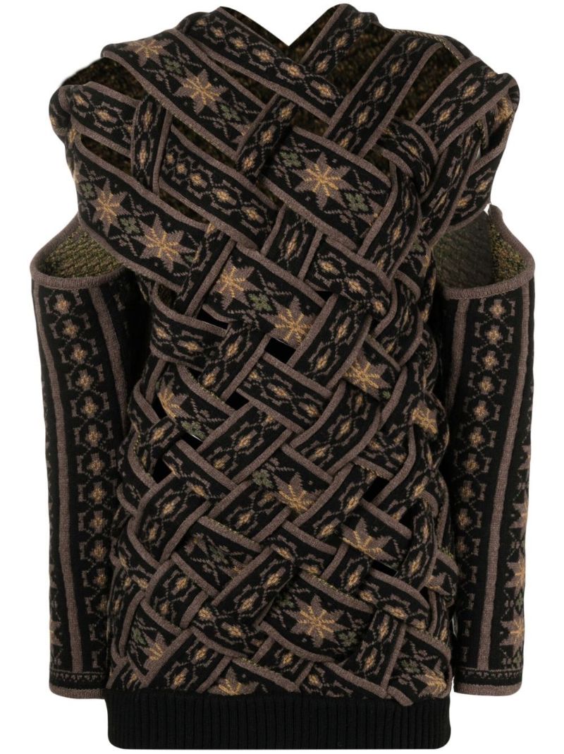 Black Interwoven Cut-out Jumper