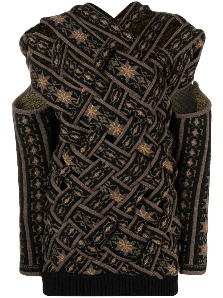 Black Interwoven Cut-out Jumper