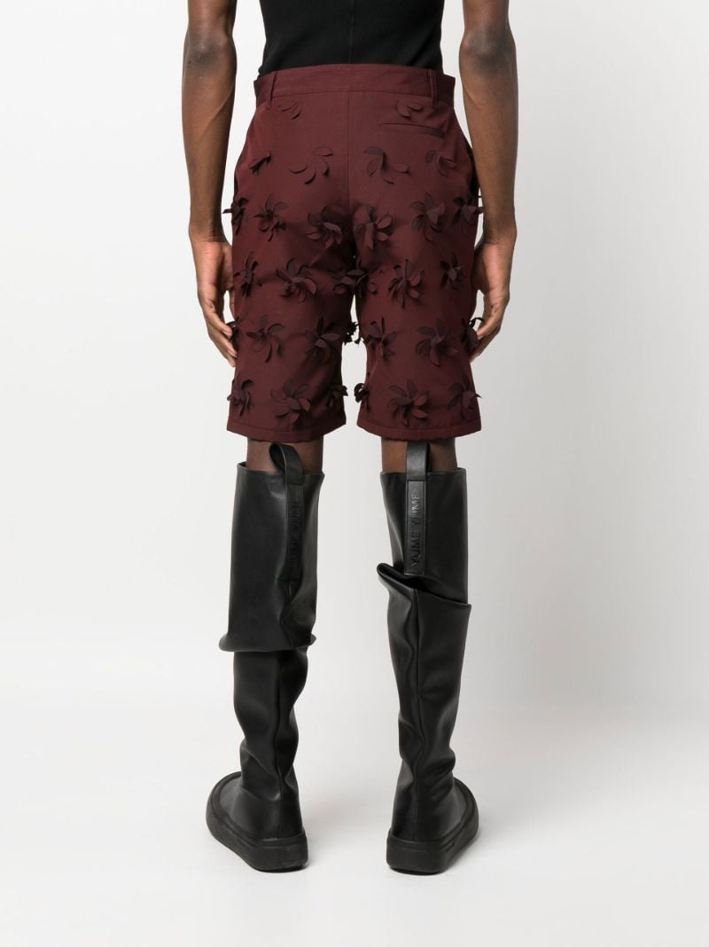 Red Floral AppliquÃ_x0083_Â© Bermuda Shorts