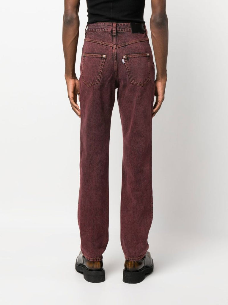 Red Western Style Straight-leg Jeans