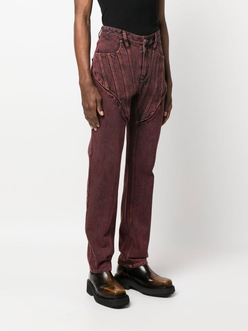 Red Western Style Straight-leg Jeans