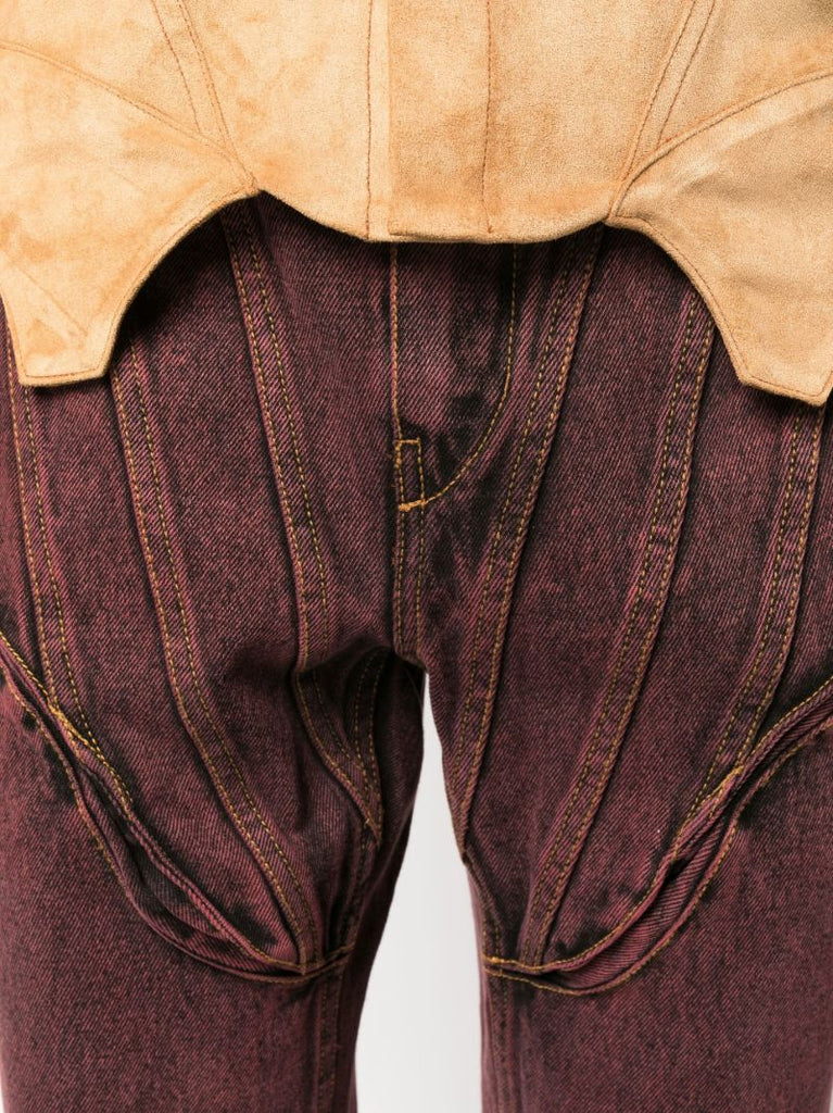 Red Western Style Straight-leg Jeans