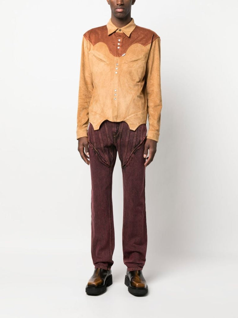 Red Western Style Straight-leg Jeans