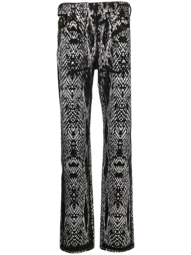 Black Abstract Print Straight-leg Jeans