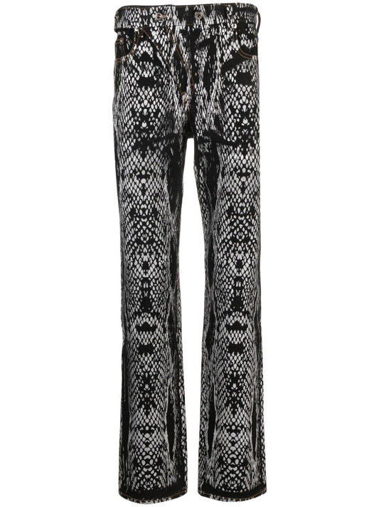 Black Abstract Print Straight-leg Jeans