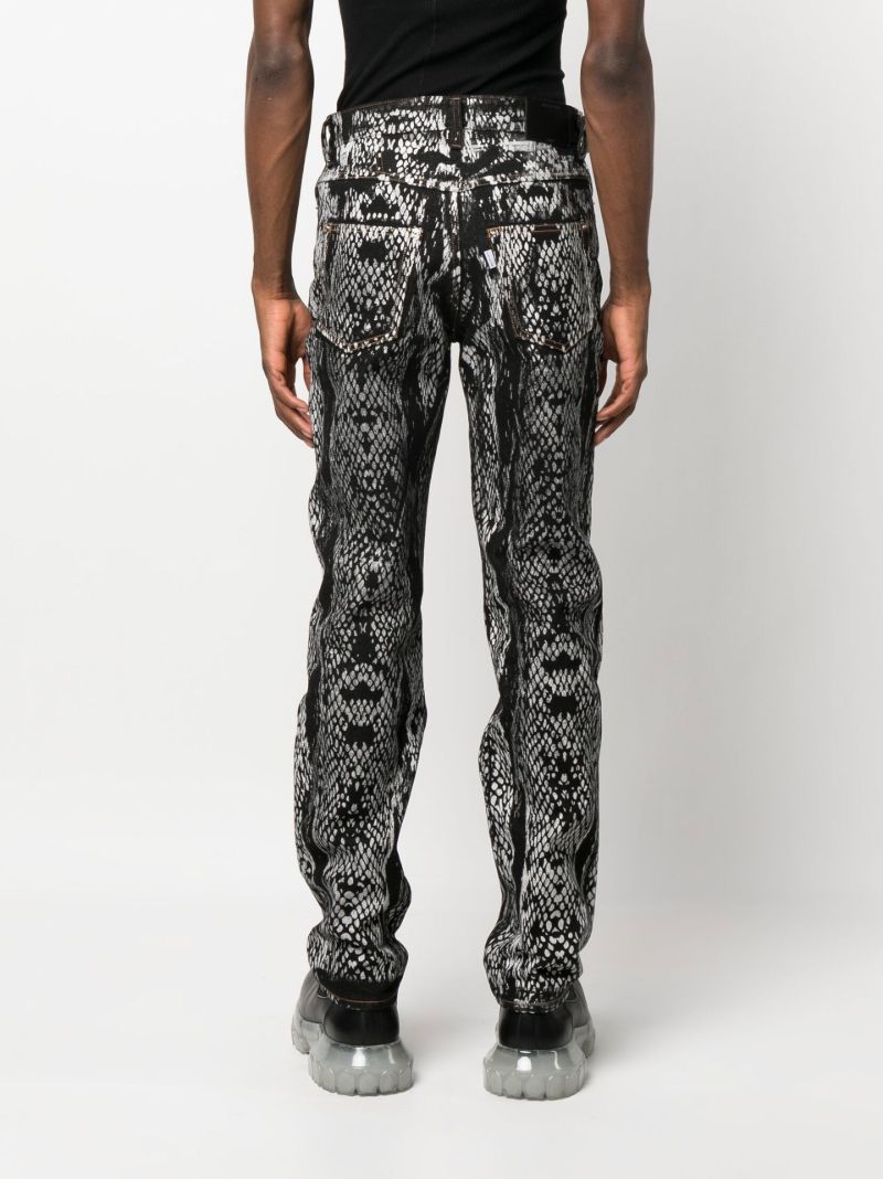 Black Abstract Print Straight-leg Jeans