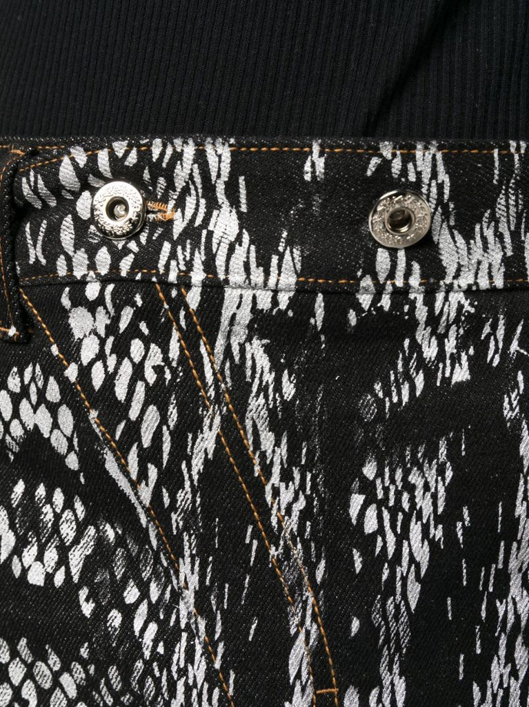 Black Abstract Print Straight-leg Jeans
