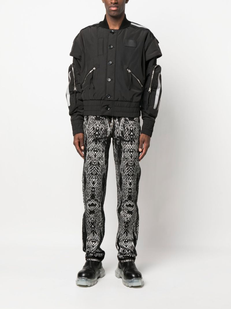 Black Abstract Print Straight-leg Jeans