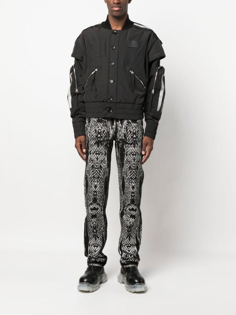 Black Abstract Print Straight-leg Jeans