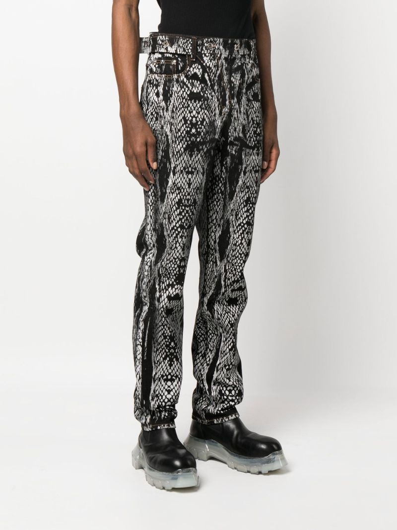 Black Abstract Print Straight-leg Jeans
