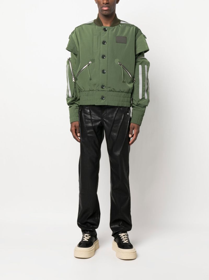 Green Seam Detailing Bomber Jacket