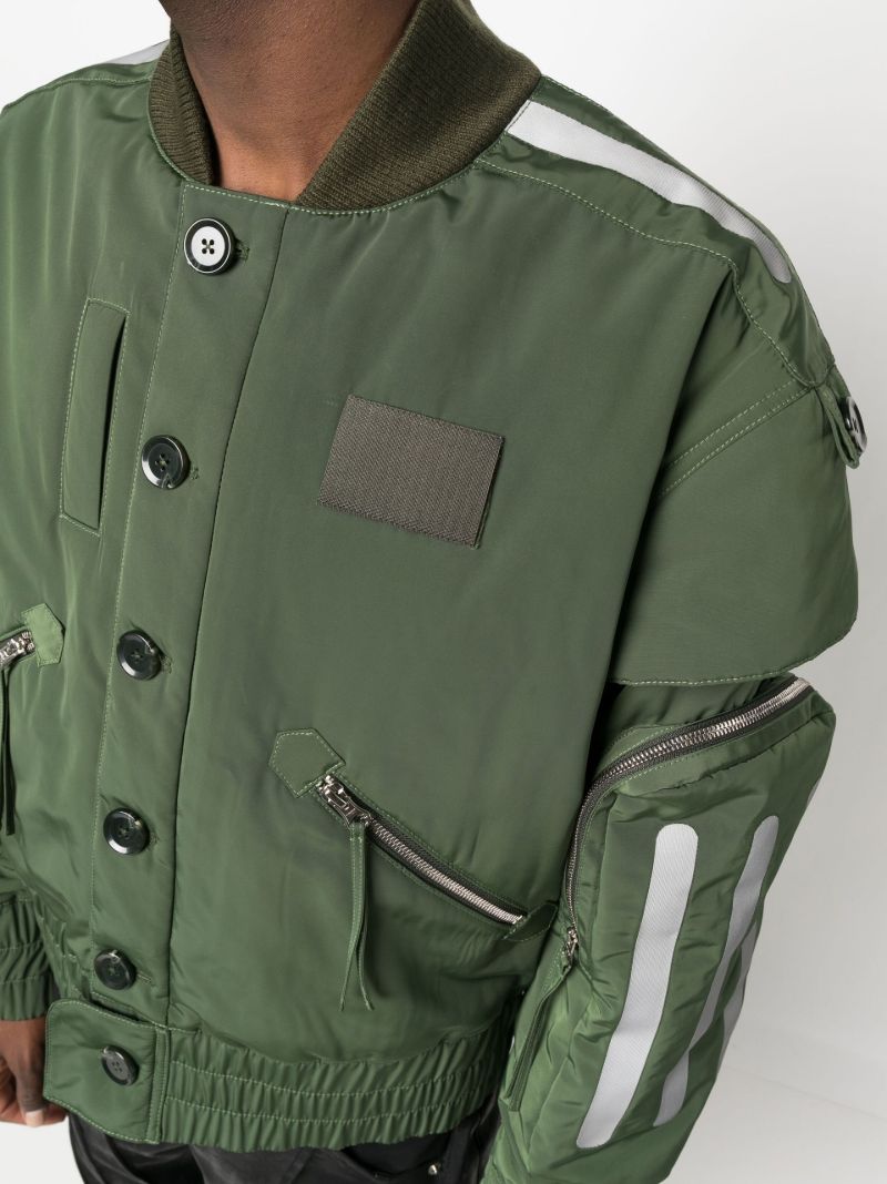 Green Seam Detailing Bomber Jacket
