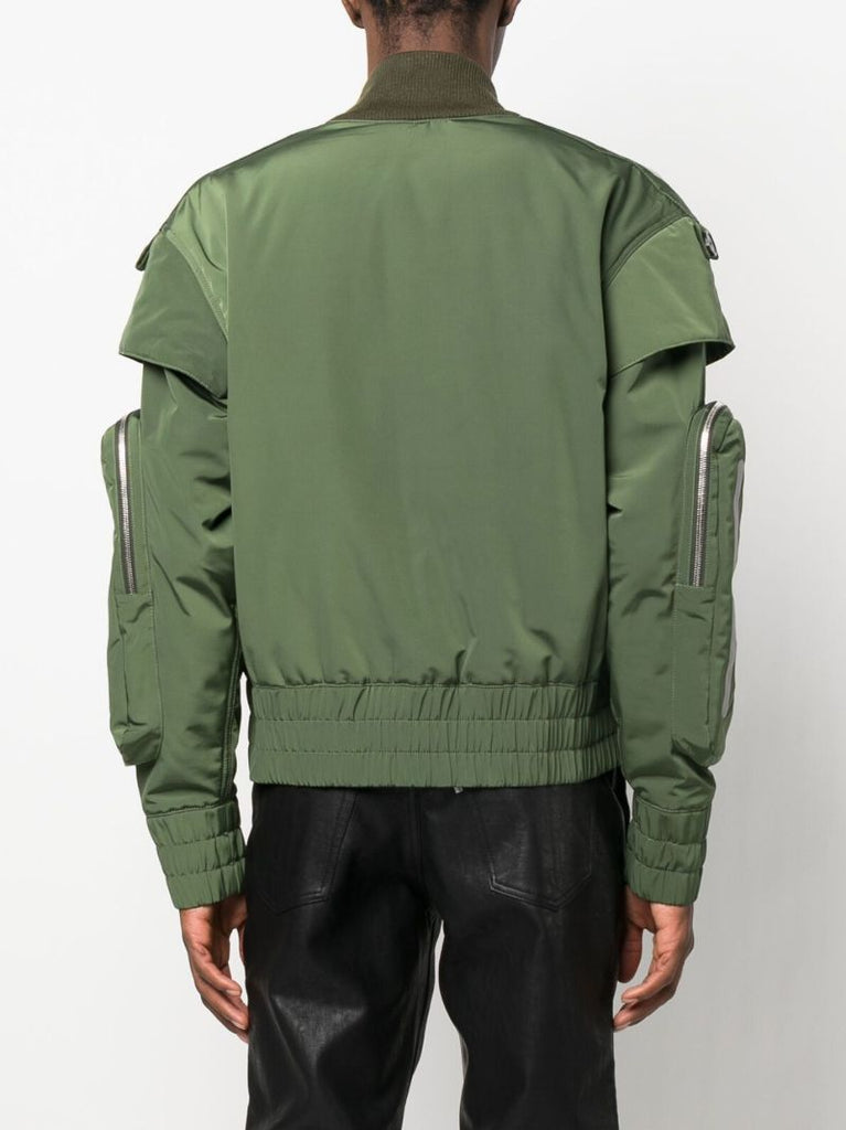 Green Seam Detailing Bomber Jacket