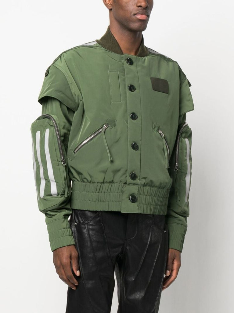 Green Seam Detailing Bomber Jacket
