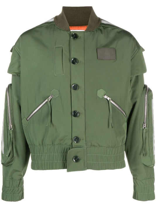 Green Seam Detailing Bomber Jacket