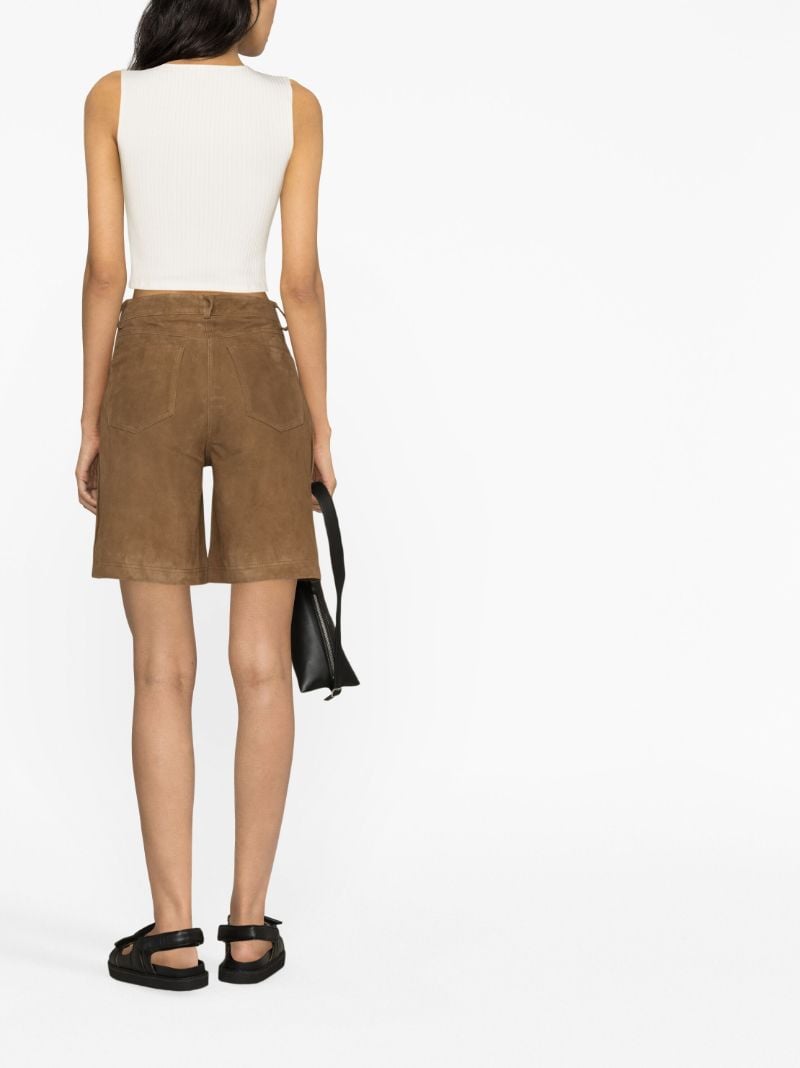 Brown High Waist Suede Bermuda Shorts