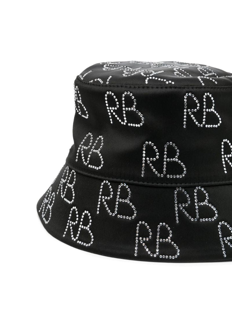 Black Crystal Monogram Cotton Bucket Hat