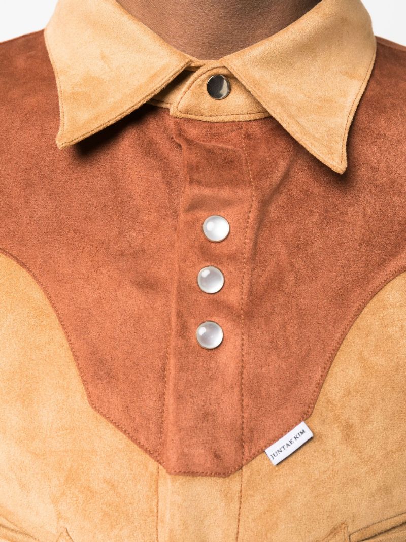 Brown Two-tone Suede Corset Shirt