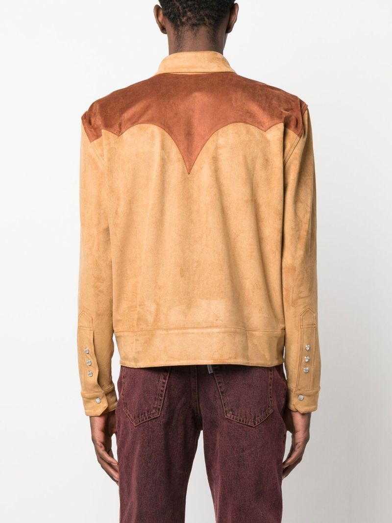 Brown Two-tone Suede Corset Shirt