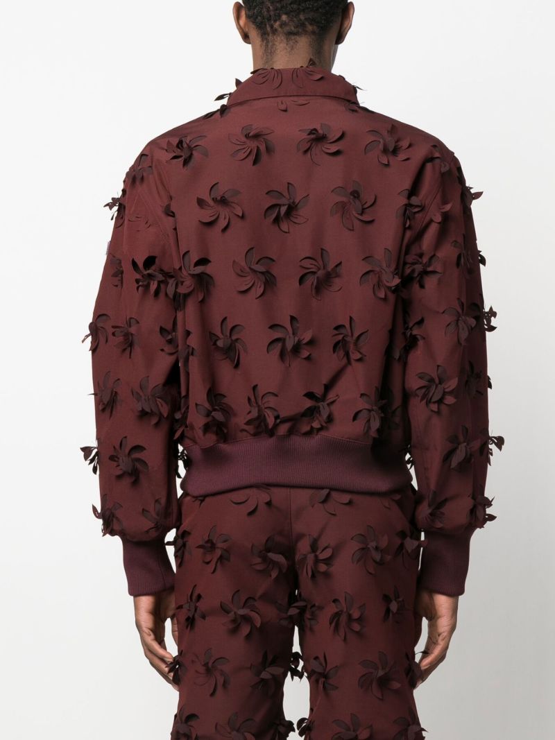 Red Floral AppliquÃ_x0083_Â© Bomber Jacket