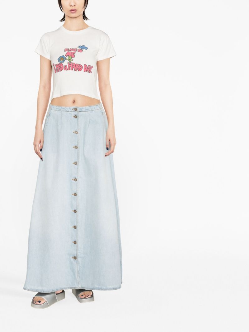 Blue A-line Denim Skirt