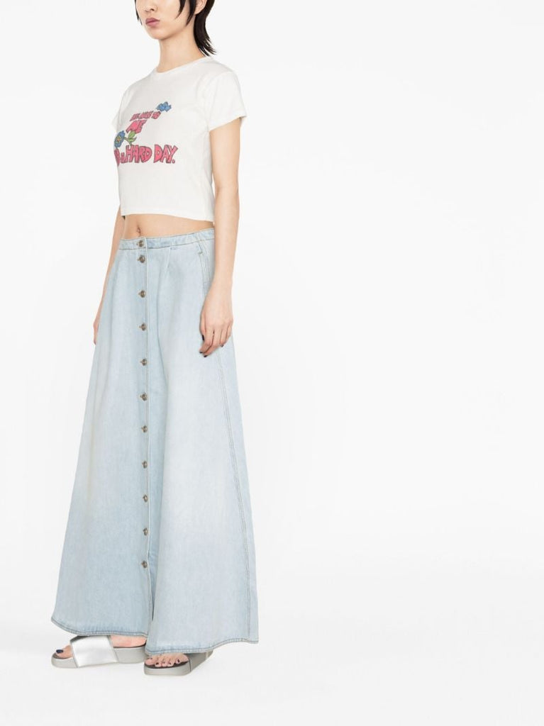 Blue A-line Denim Skirt