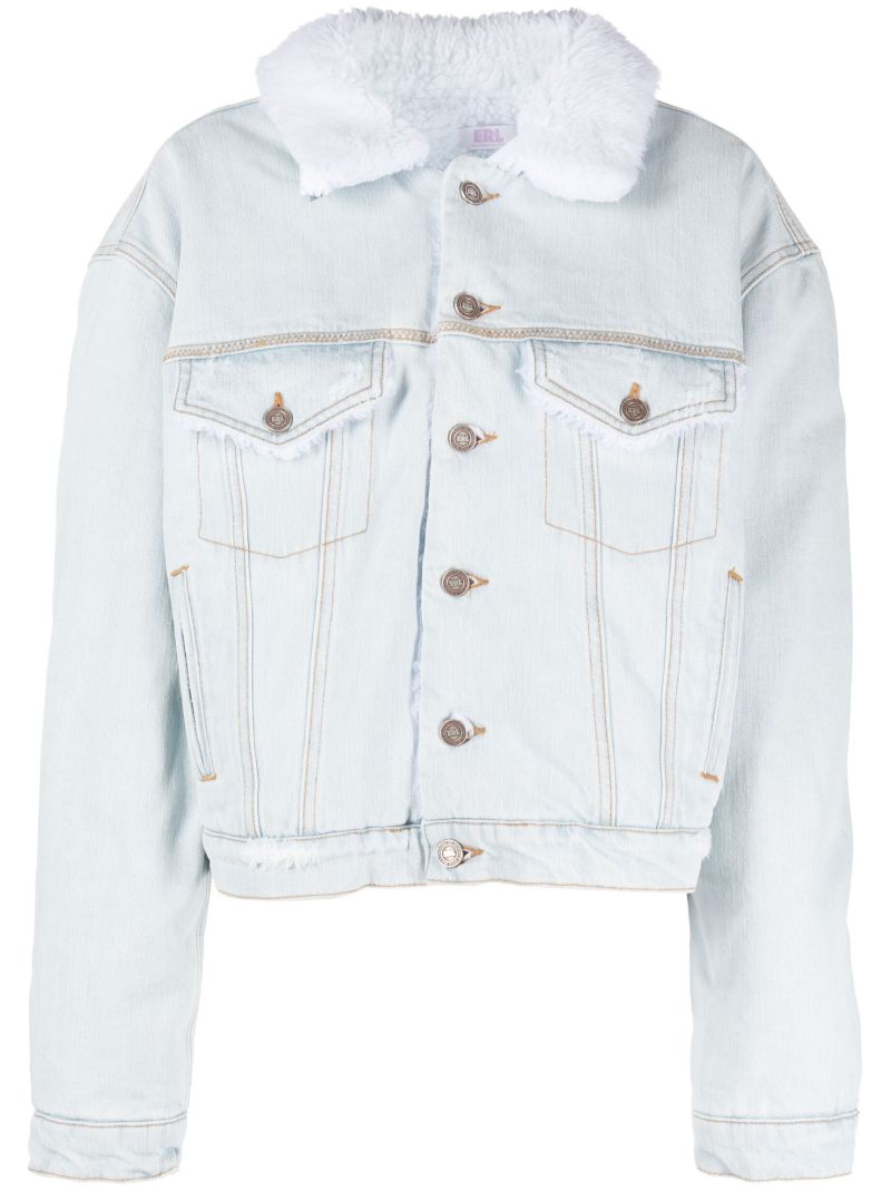 Blue Faux-shearling Denim Jacket