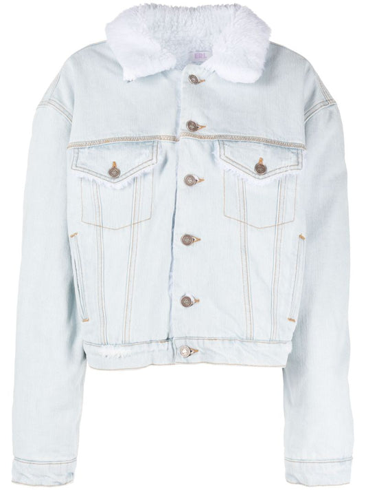 Blue Faux-shearling Denim Jacket