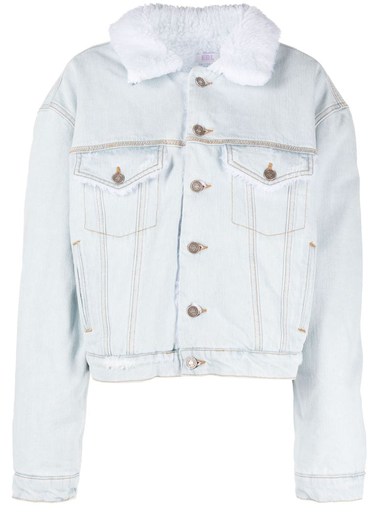 Blue Faux-shearling Denim Jacket
