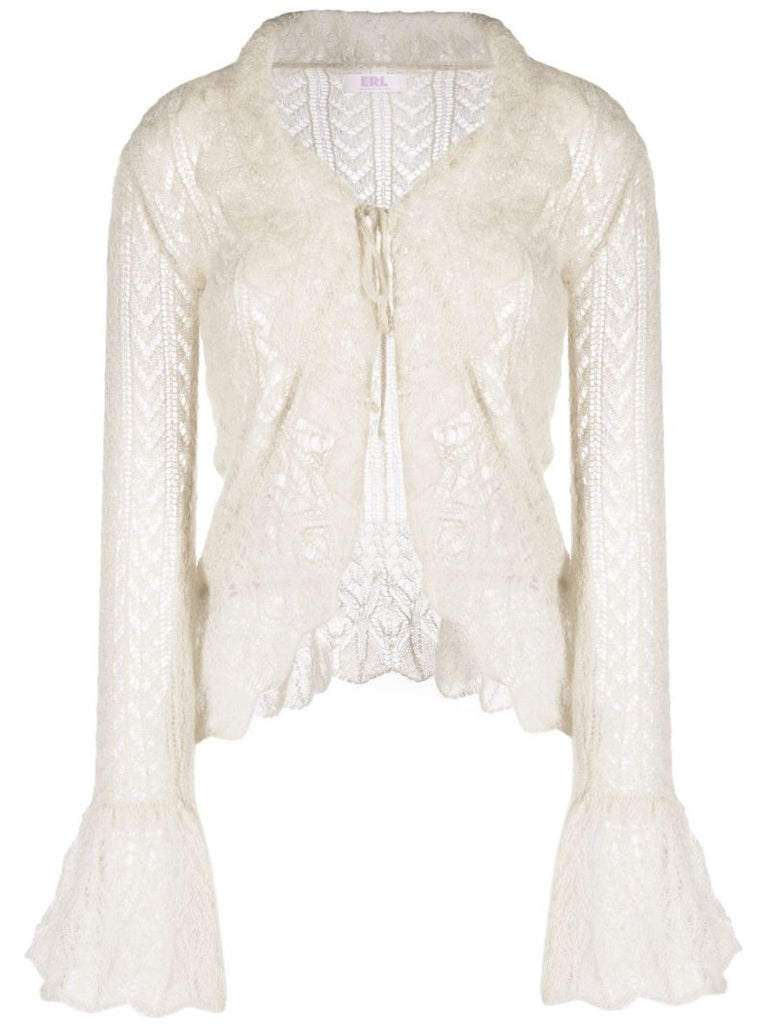 Neutral Crochet Knit Bolero Cardigan