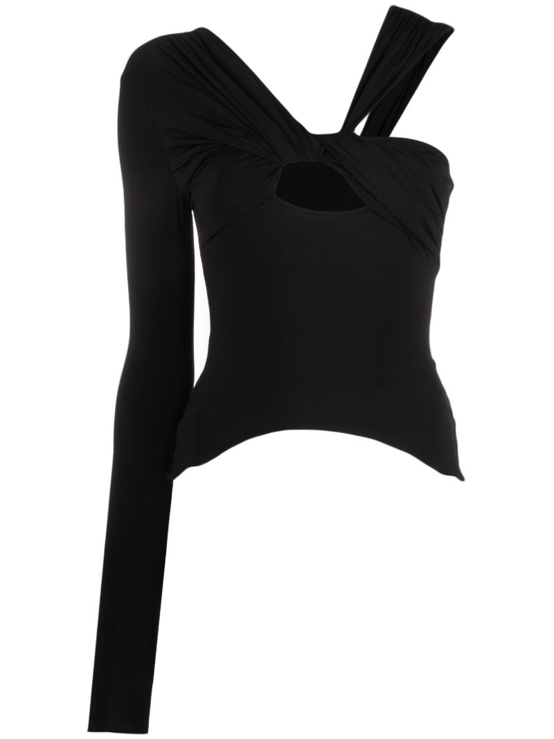 Black One Shoulder Cut-out Top