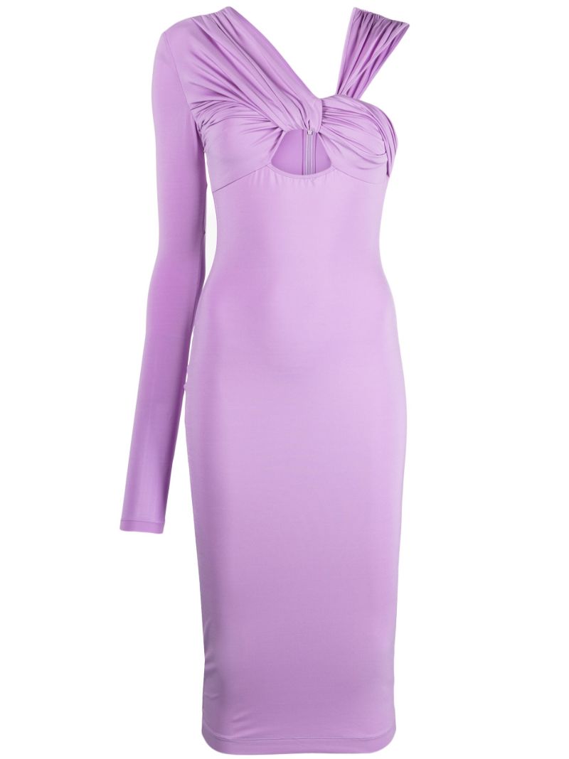 Purple Ruched Midi Dress
